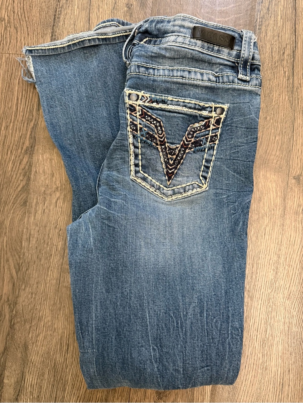Vigoss Y2K Low Rise Bedazzled Sequin Pockets Slim Boot Women’s Size 6